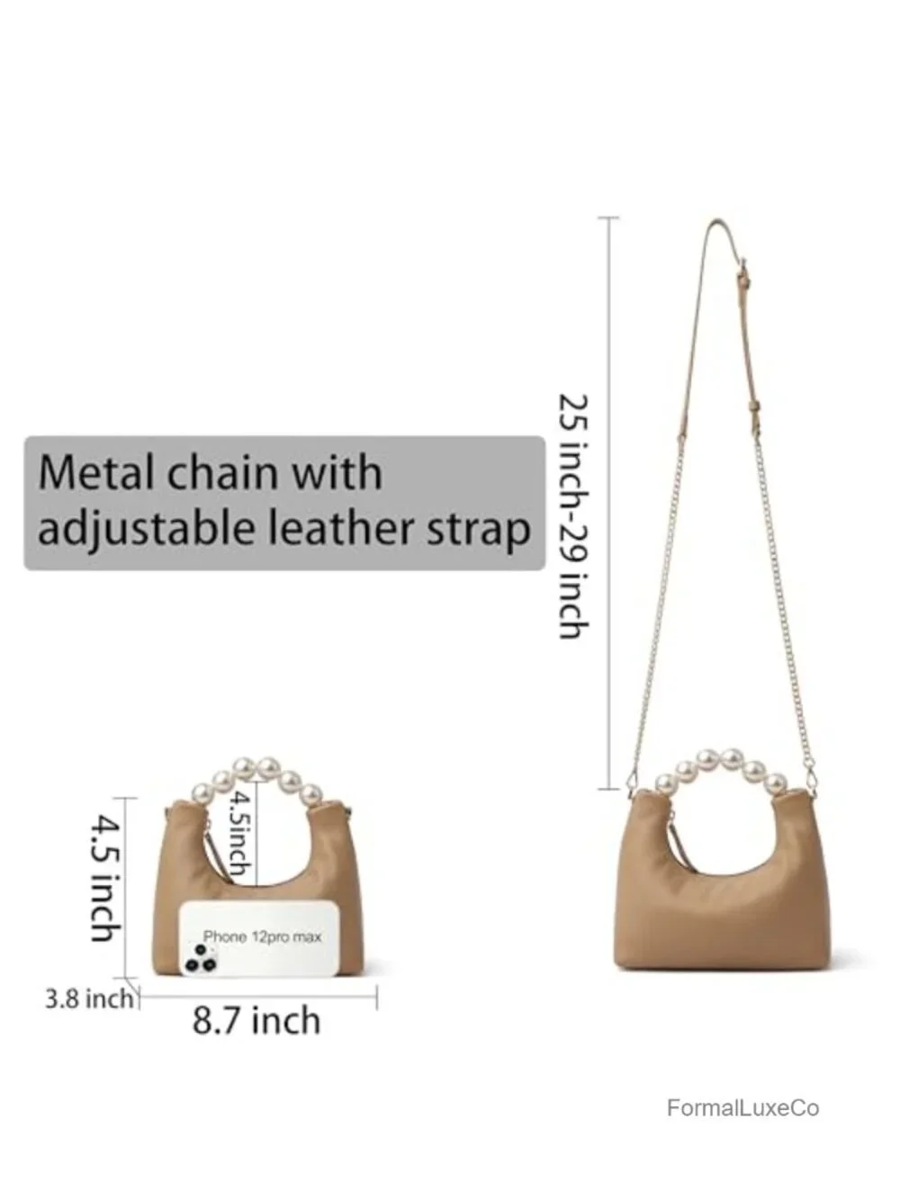 Genuine Leather Top Handle Clutch Purse with Detachable Strap